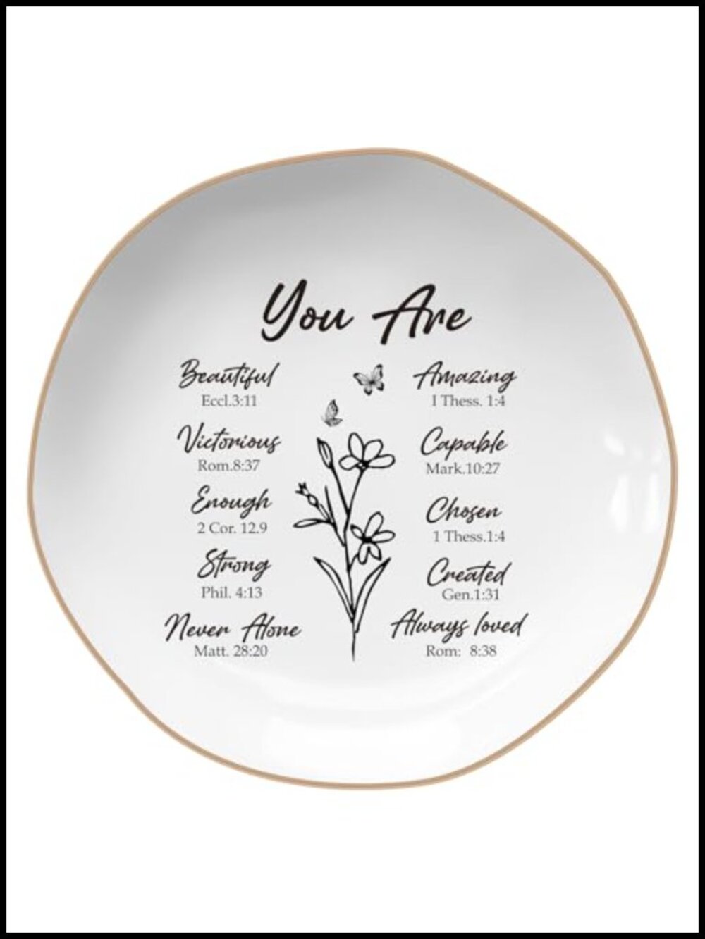 Christian Bible Verse Jewelry Tray Dish Ceramic Gift for Women